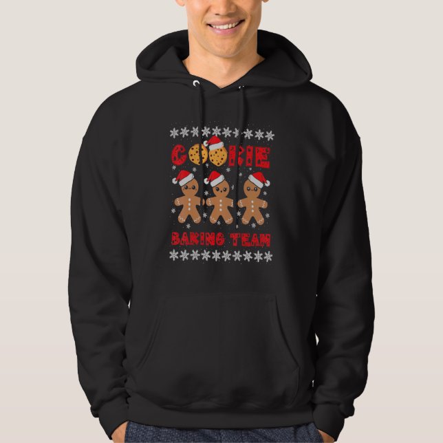 Sudadera Cookie Baking Team Gingerbread Men with Xmas Hats  (Anverso)