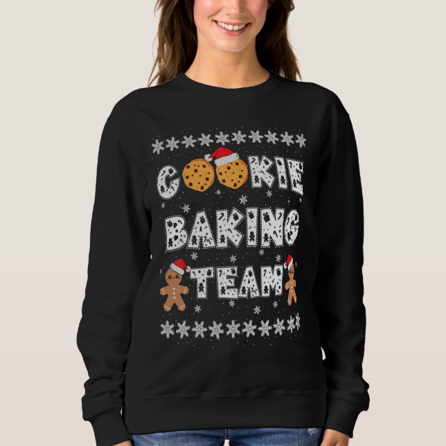 Sudadera Cookie Baking Team Gingerbread Men with Xmas Hats  (Anverso)