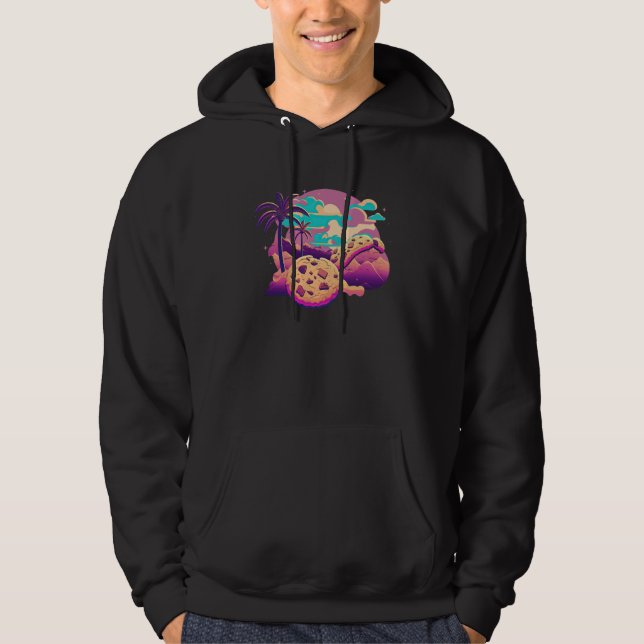 Sudadera Cookies with Glitched 80s Synthwave Aesthetic (Anverso)