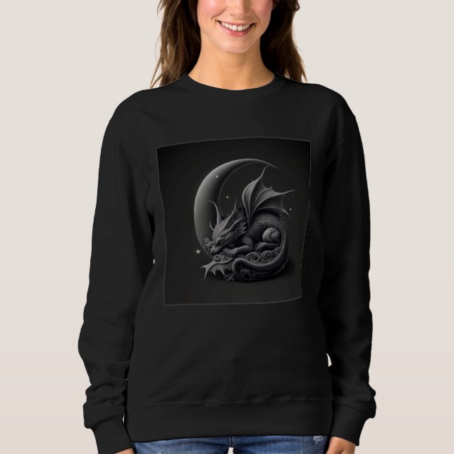 Sudadera Cool Baby Dragon Illustration Night Moon Women Men (Anverso)