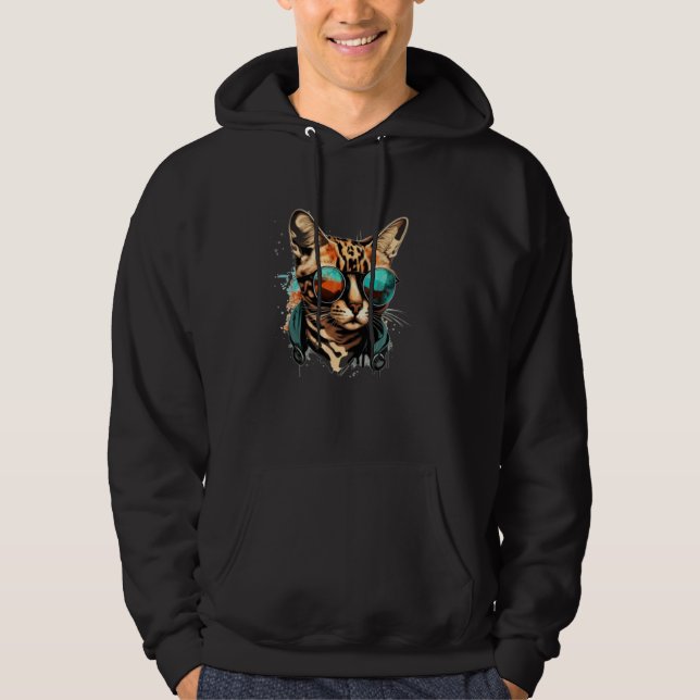 Sudadera Cool Bengal Cat Face with Sunglasses (Anverso)
