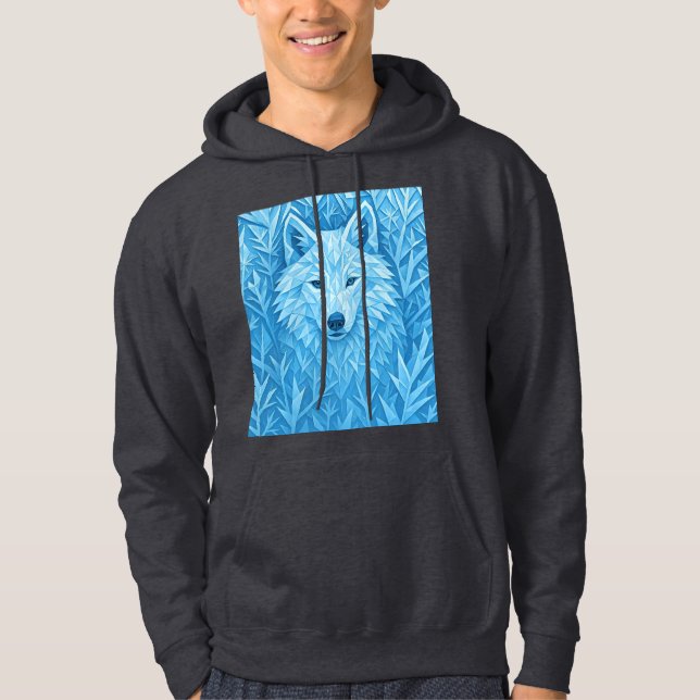 Sudadera Cool Blue Geometric Wolf Low Poly Abstract Premium (Anverso)