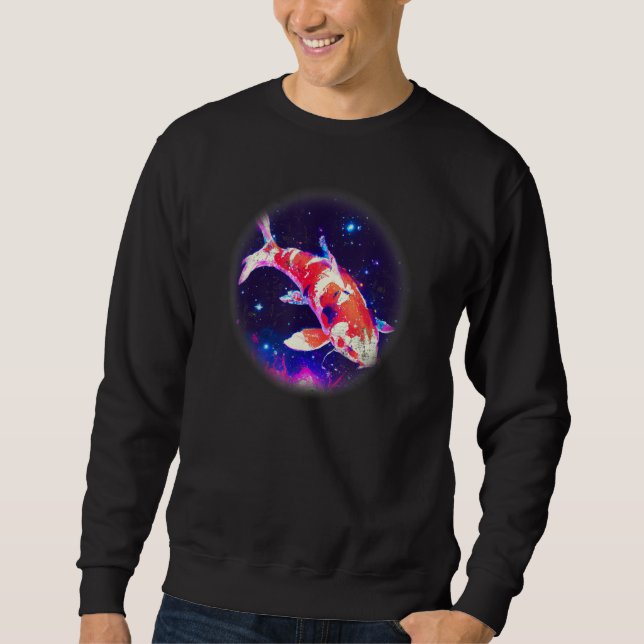 Sudadera Cool blue purple Night Asian koi fish, Japanese ca (Anverso)