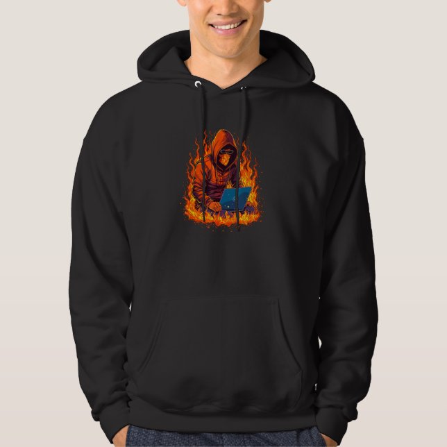 Sudadera Cool burning IT Hacker with Flames and Fire for La (Anverso)