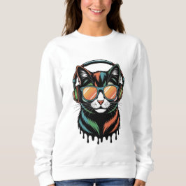 Sudadera Cool Cat with Headphones and Sunglasses