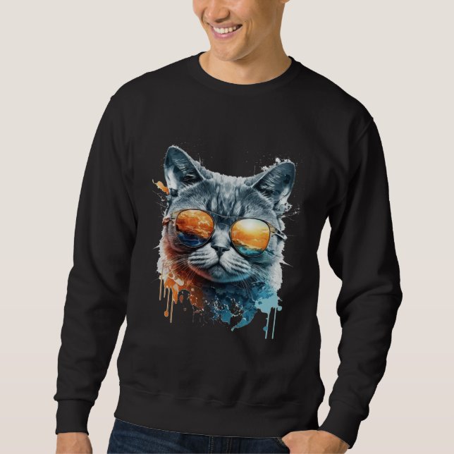 Sudadera Cool Cat with Sunglasses (Anverso)