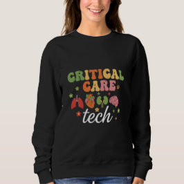 Sudadera Cool Critical Care Tech Groovy Monitoring Nurse