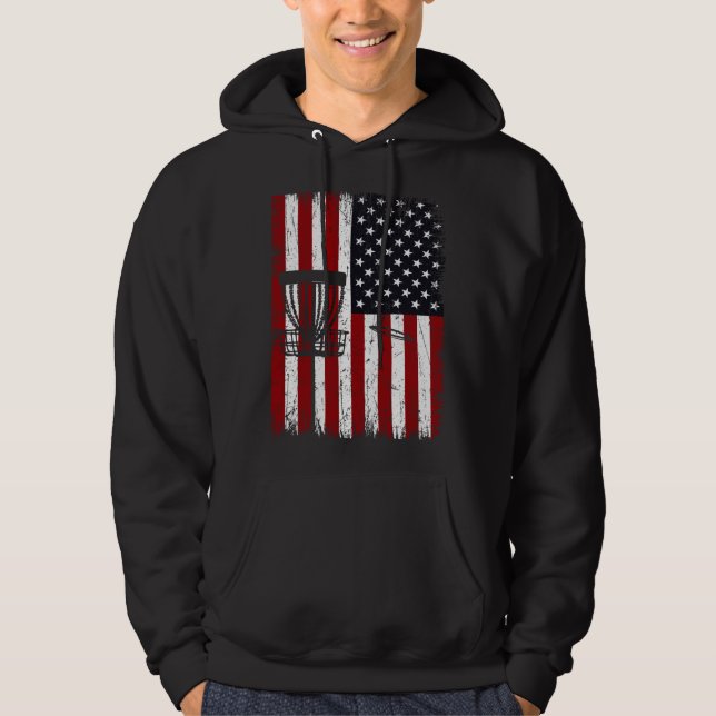Sudadera Cool Disc Golf Player Distressed USA American Flag (Anverso)