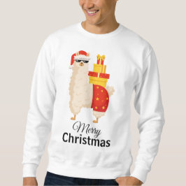 Sudadera Cool  Disco Santa Llama Funny Minimalist Christmas