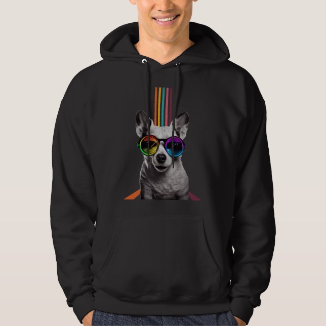Sudadera Cool DJ Rainbow Dog Beautiful Dogs  Men Women (Anverso)