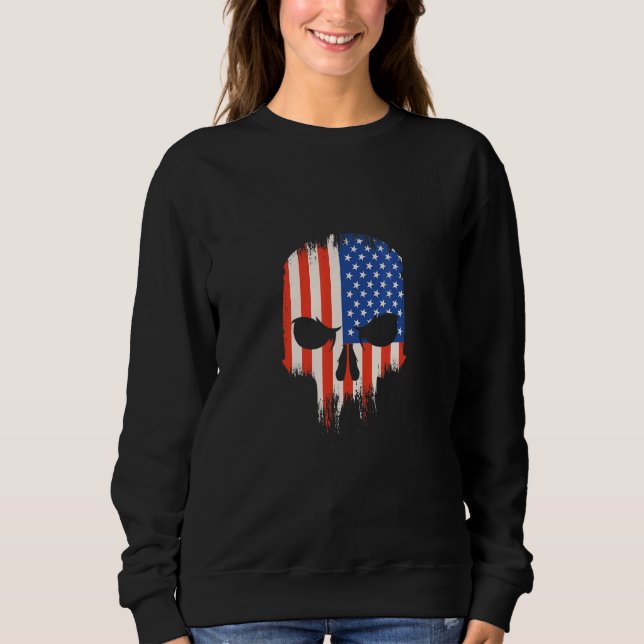 Sudadera Cool Edgy American Flag Skull Design (Anverso)