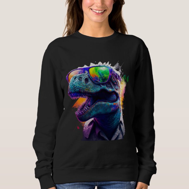 Sudadera Cool fun dinosaur Rex with sunglasses (Anverso)