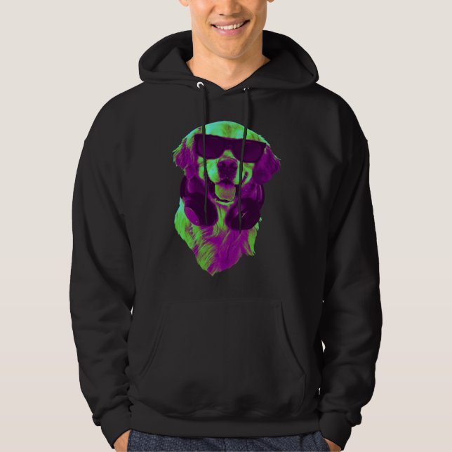 Sudadera Cool Golden Retriever DJ with Headphones & Sunglas (Anverso)