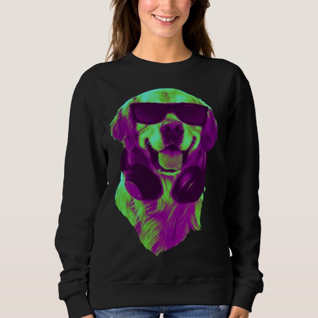 Sudadera Cool Golden Retriever DJ with Headphones & Sunglas (Anverso)