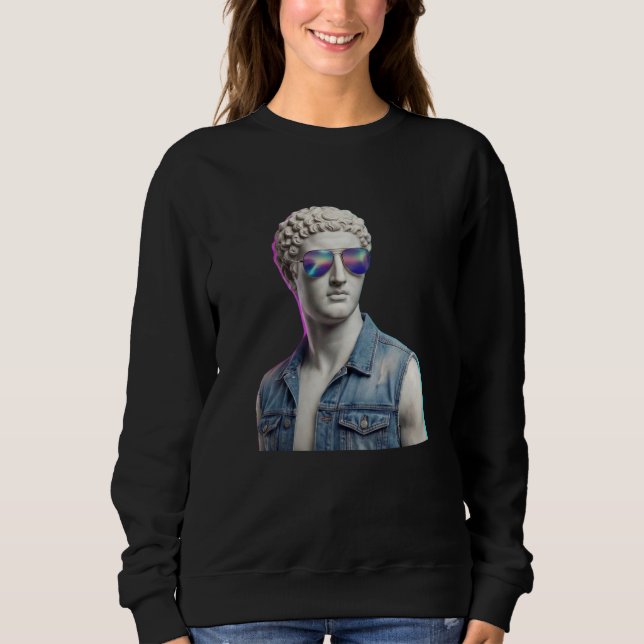 Sudadera Cool Greek Statue with Sunglasses & Denim Vest Swe (Anverso)