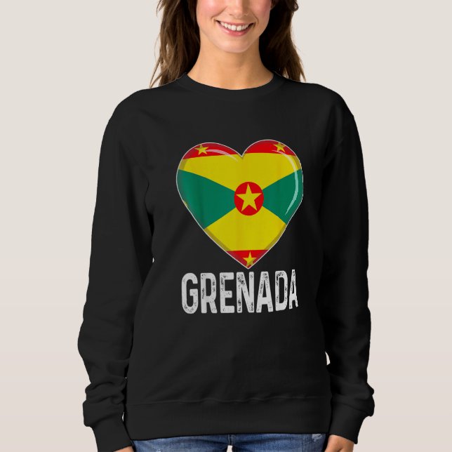 Sudadera Cool Heart Grenada Flag Men Women Kid Patriotic   (Anverso)