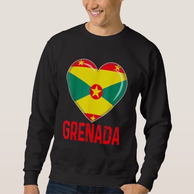 Sudadera Cool Heart Grenada Flag Men Women Kid Patriotic (Anverso)