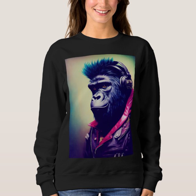 Sudadera Cool Hipster Colorful Gorilla Illustration Graphic (Anverso)