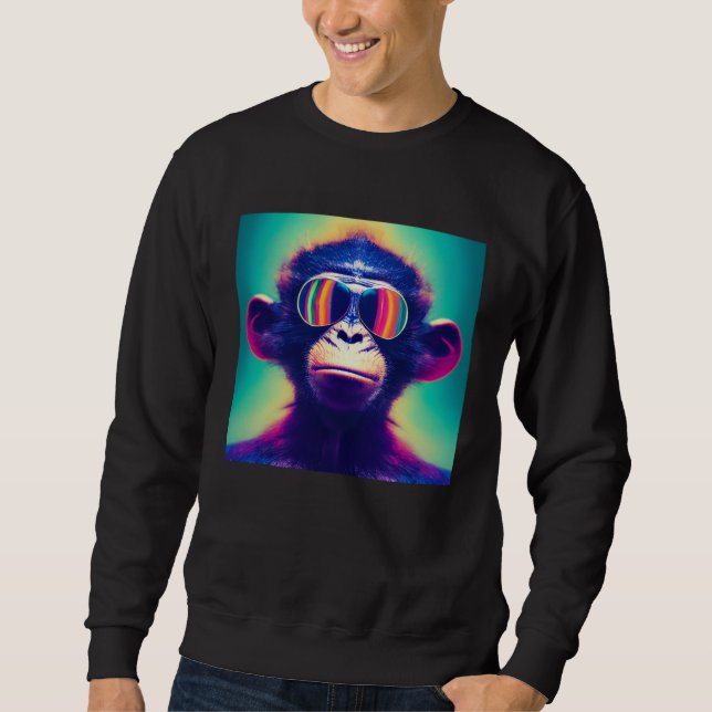 Sudadera Cool Hipster Colorful Monkey Illustration Graphic  (Anverso)