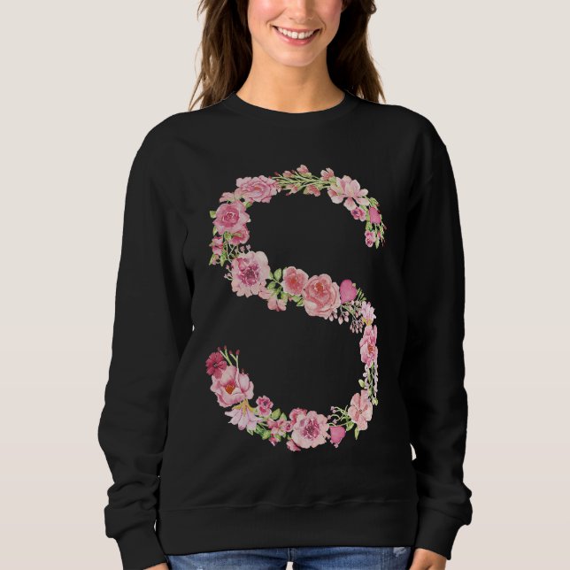 Sudadera Cool Initial Alphabet Monogram Flowers  Floral Let (Anverso)