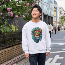 Sudadera Cool King – León Colorido con Diseño de Gafas de S