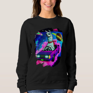 Sudadera Cool Llama Driving Sports Car In Space Alpaca  Lla