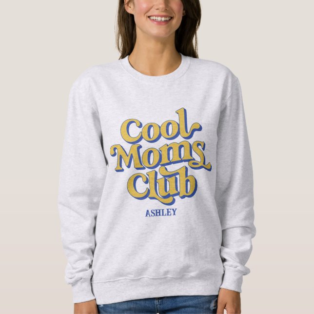 Sudadera Cool Moms Club Retro Yellow and Blue Typography (Anverso)