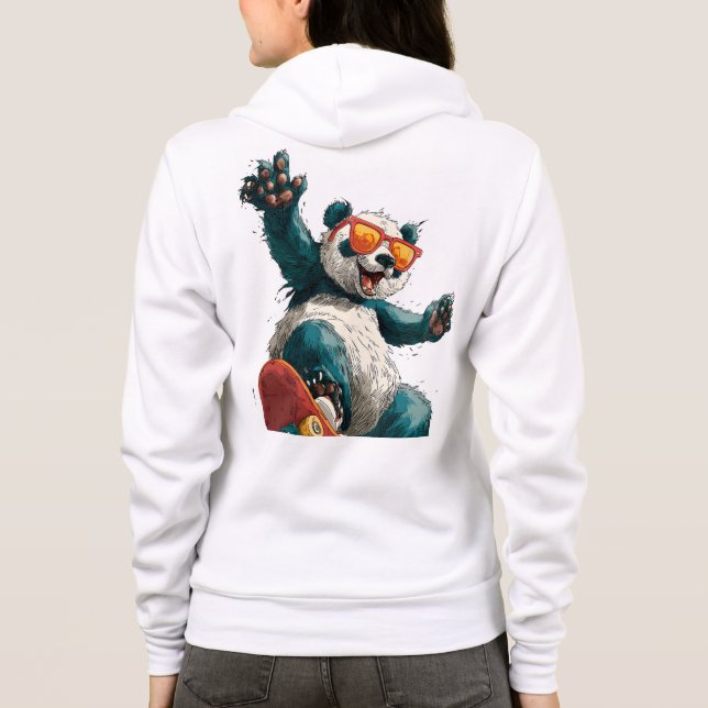 Sudadera Cool Panda on Colourful Skateboard with Sunglasses (Reverso)