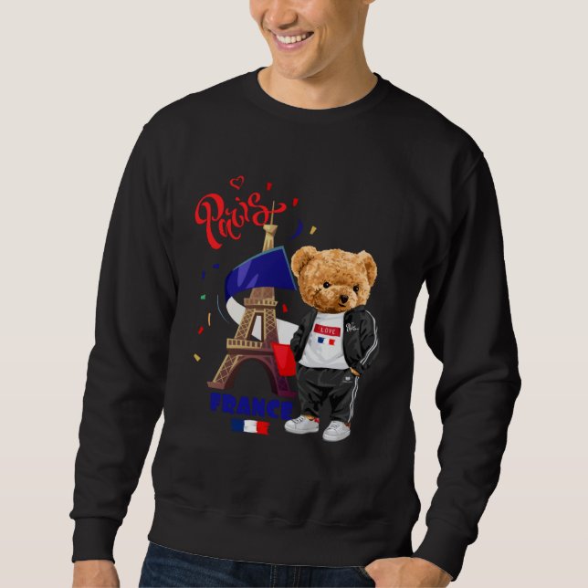 Sudadera Cool Parisian Teddy Bear in Pari Eiffel Tower Outf (Anverso)
