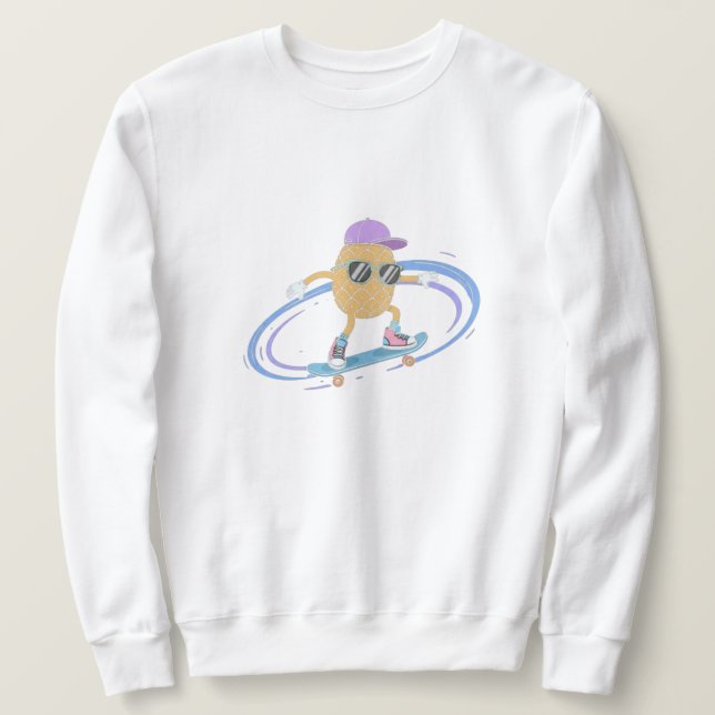 Sudadera Cool Pineapple Skater – Funny Tropical Skateboard (Anverso del diseño)