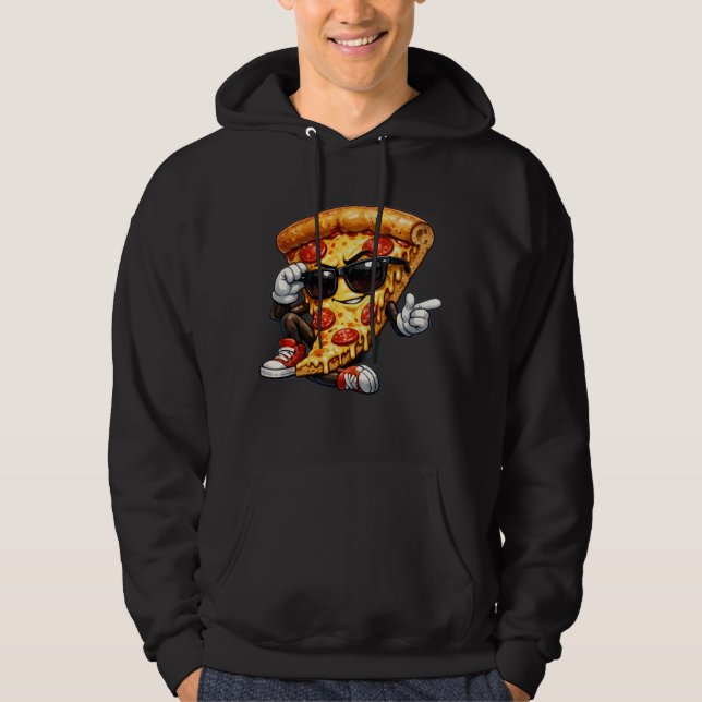 Sudadera Cool Pizza Slice Mascot with Sunglasses Art (Anverso)