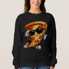 Sudadera Cool Pizza Slice Mascot with Sunglasses Art