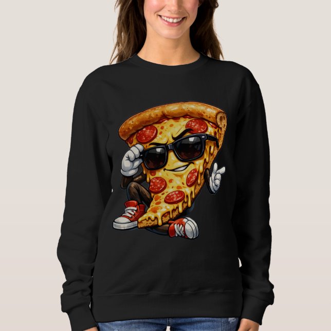 Sudadera Cool Pizza Slice Mascot with Sunglasses Art (Anverso)