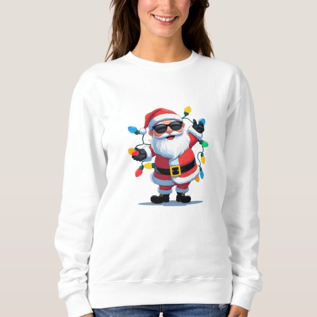 Sudadera Cool Santa with Christmas Lights – Modern Festive  (Anverso)