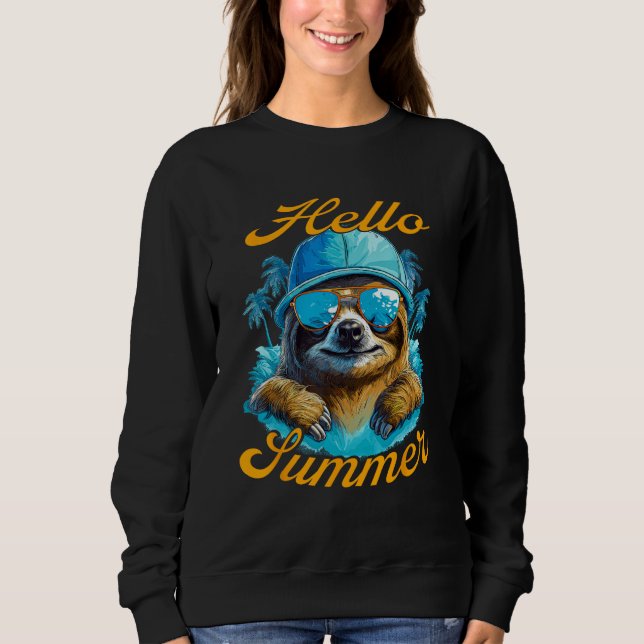 Sudadera Cool Sloth Hello Summer Vacation Beach Summer (Anverso)