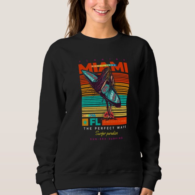 Sudadera Cool Summer Miami FL. Adventure Illustration Outfi (Anverso)