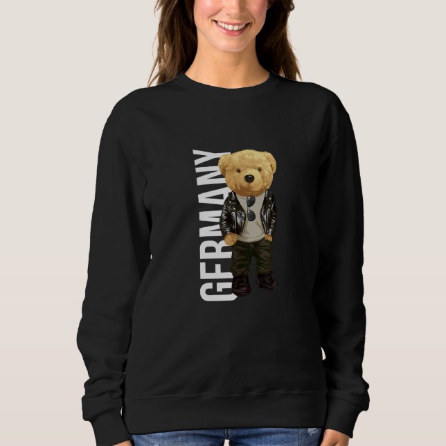 Sudadera Cool Teddy Bear in German Style Illustration Graph (Anverso)