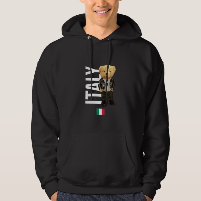 Sudadera Cool Teddy Bear in Italy Style Illustration Graphi (Anverso)