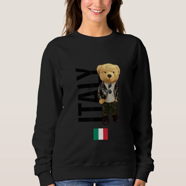 Sudadera Cool Teddy Bear in Italy Style Illustration Graphi (Anverso)