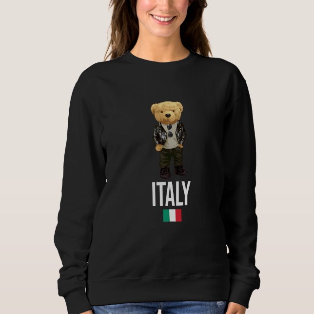 Sudadera Cool Teddy Bear in Italy Style Illustration Graphi (Anverso)