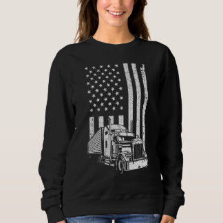 Sudadera Cool Trucker For Men Dad Semi Truck Driver US Flag