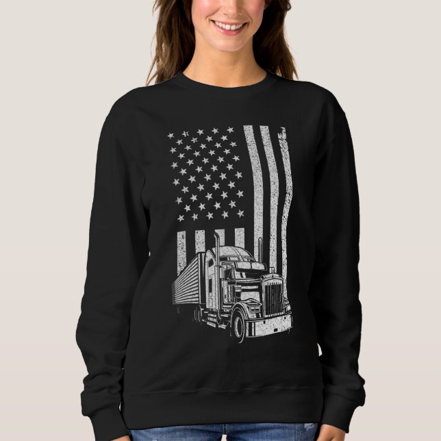 Sudadera Cool Trucker For Men Dad Semi Truck Driver US Flag (Anverso)