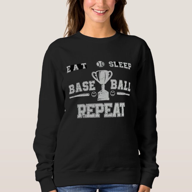 Sudadera Cool Unique Eat Sleep Baseball Repeat (Anverso)