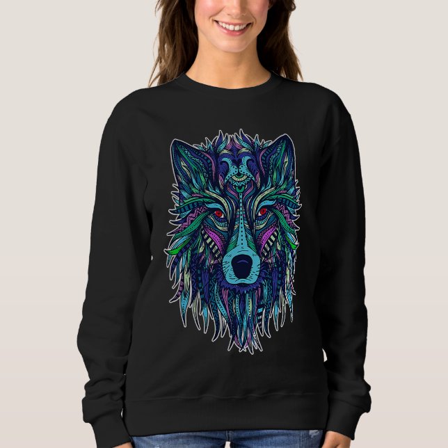 Sudadera COOL WOLF  for wolves  TRIBAL PATTERN (Anverso)