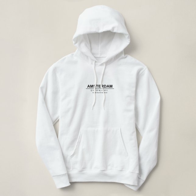 Sudadera Coordenadas Ámsterdam (Diseño del anverso)