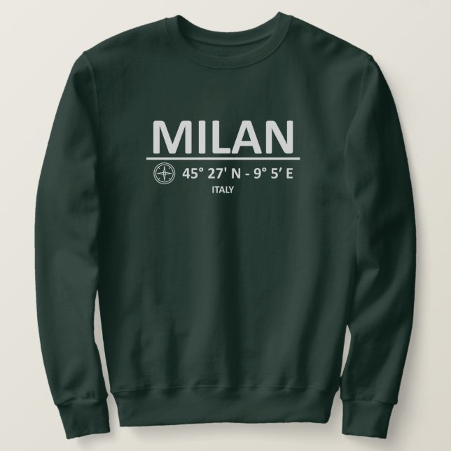 Sudadera Coordenadas Milán (Anverso del diseño)