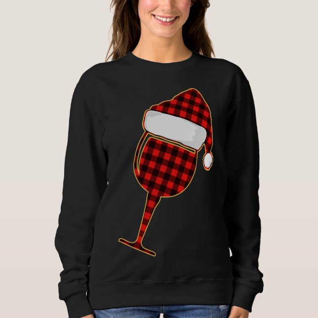 Sudadera Copa de vino de caña roja y Navidades Santa Hat (Anverso)