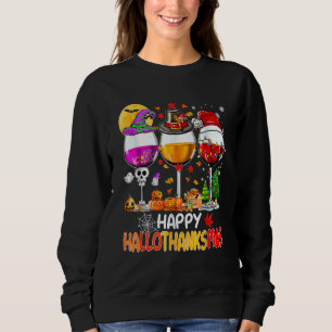 Sudadera Copas de vino de Hallothanksmas felices con sombre