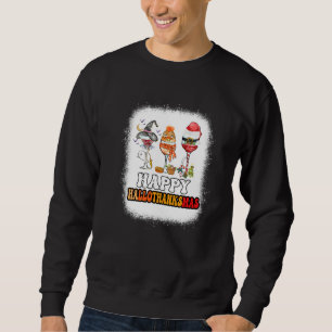 Sudadera Copas de vino Feliz Hallothanksmas Bruja Sombrero