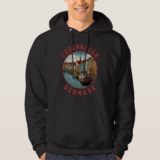 Sudadera Copenhague Dinamarca Círculo retro perturbado (Anverso)